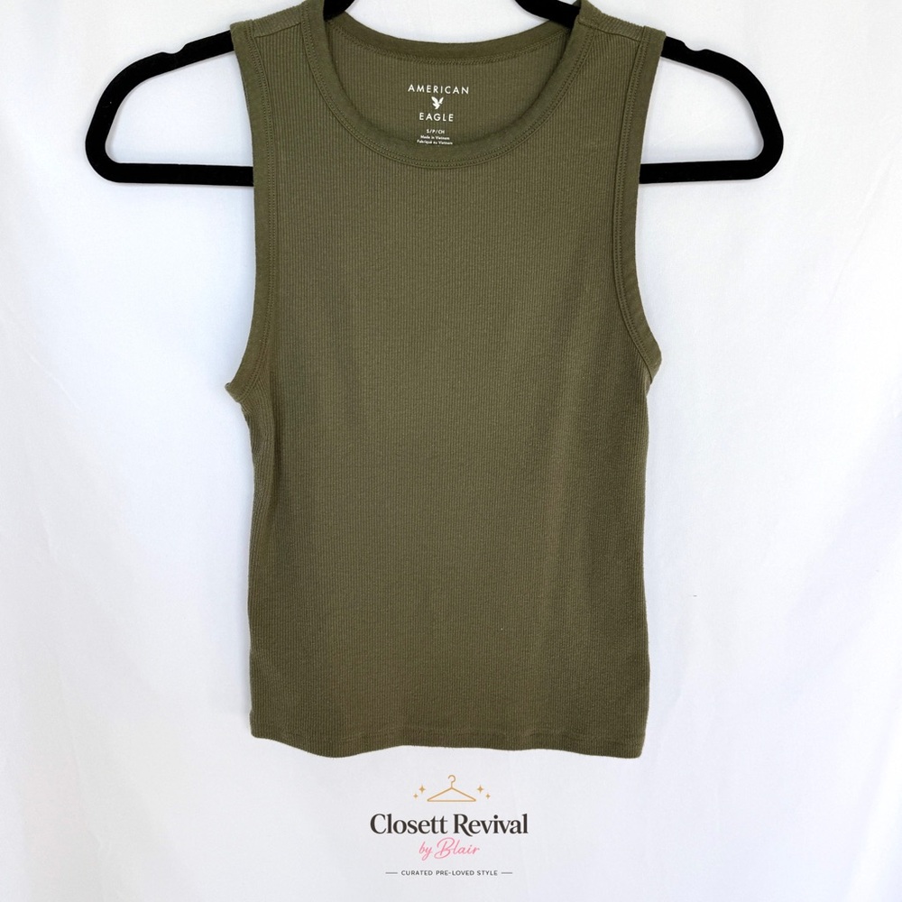 American Eagle Outfitters Olive Green Ribbed Tank Top - Size S